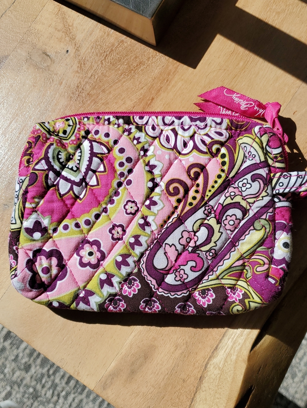 Vera Bradley Quilted Pink Paisley Cosmetic Pouch